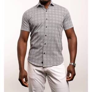 NEW 7 DOWNIE ST. fit sport shirt in black & white grid